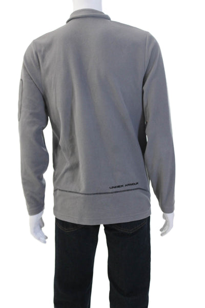 Under Armour Mens Pullover Sweatshirt Gray Polyester Mock Neck Zip Size M