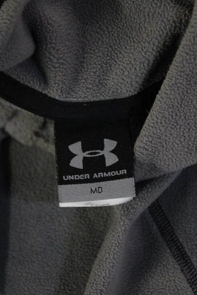 Under Armour Mens Pullover Sweatshirt Gray Polyester Mock Neck Zip Size M