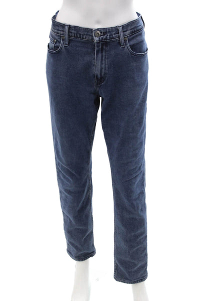 Paige Mens Dark Blue Straight Jeans High Rise Button Fly Size 34