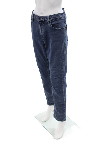 Paige Mens Dark Blue Straight Jeans High Rise Button Fly Size 34