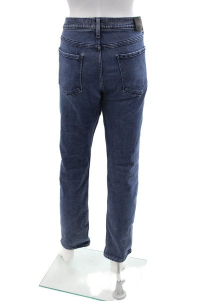 Paige Mens Dark Blue Straight Jeans High Rise Button Fly Size 34