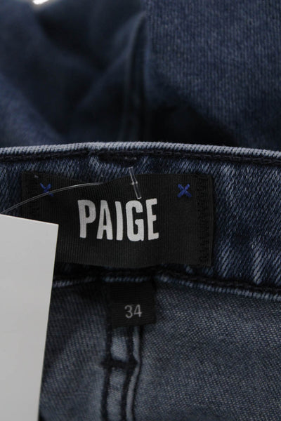 Paige Mens Dark Blue Straight Jeans High Rise Button Fly Size 34