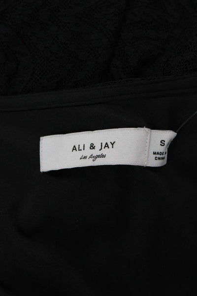 Ali & Jay Womens Black V-Neck Maxi Slip Dress Sleeveless Size S