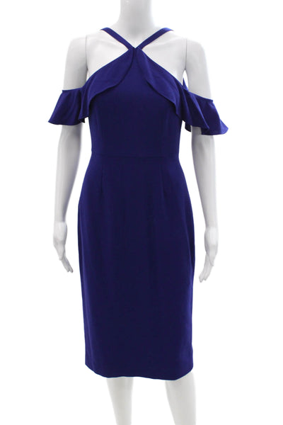 BCBG Max Azria Women Sheath Dress Blue Zip Knee Length Size 2