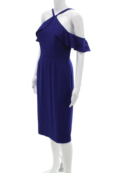 BCBG Max Azria Women Sheath Dress Blue Zip Knee Length Size 2