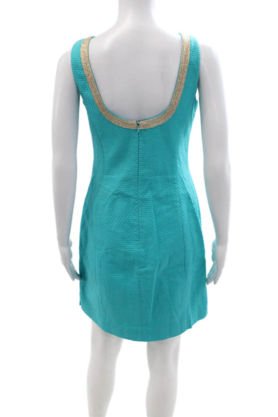 Lilly Pulitzer Womens Blue Cotton V-Neck Sleeveless Shift Dress Size 2