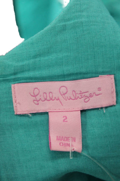 Lilly Pulitzer Womens Blue Cotton V-Neck Sleeveless Shift Dress Size 2