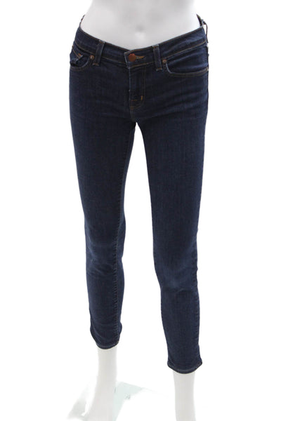 J Brand Women Ankle Skinny Jeans Dark Blue Button Size 25