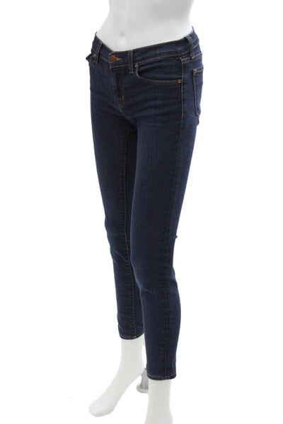 J Brand Women Ankle Skinny Jeans Dark Blue Button Size 25