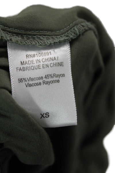 YFB Unisex Cargo Jogger Pants Green Button Solid Viscose Rayon Size XS
