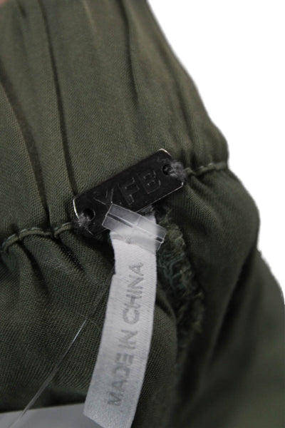 YFB Unisex Cargo Jogger Pants Green Button Solid Viscose Rayon Size XS