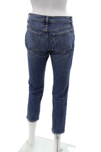 Rag & Bone, Womens Ankle Cropped Dark Blue Jeans Low Rise Petite Size 23