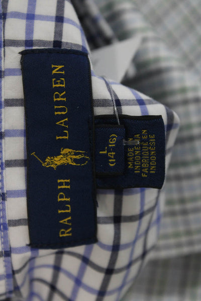 Polo Ralph Lauren Boys Cotton Striped Collared Button-Down Shirt White Size L