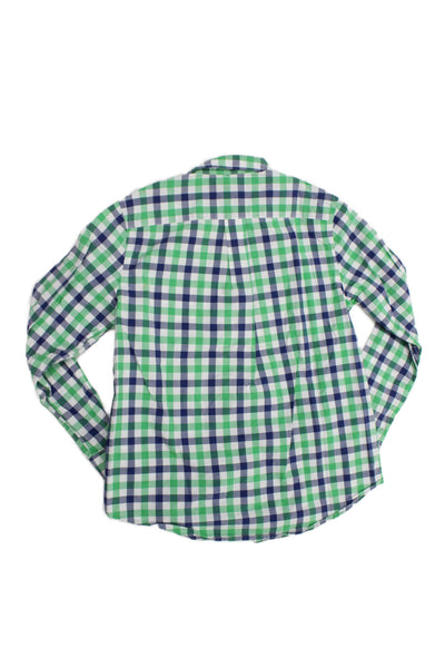 Polo Ralph Lauren Boys Cotton Plaid Long Sleeve Button-Down Green Size L