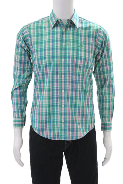 Brooks Brothers Red Fleece Boys Plaid Collared Button-Down Shirt Green Size L