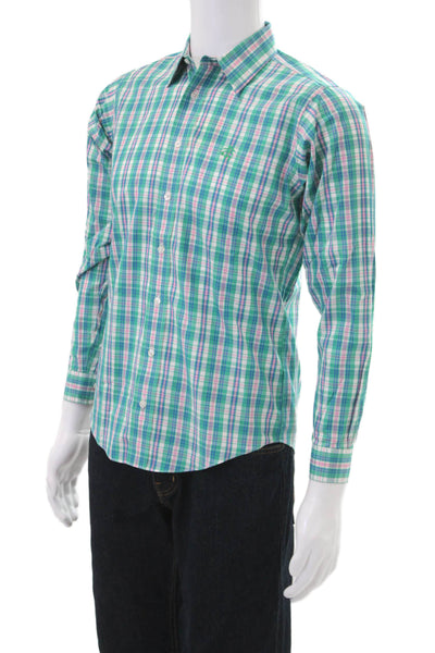 Brooks Brothers Red Fleece Boys Plaid Collared Button-Down Shirt Green Size L