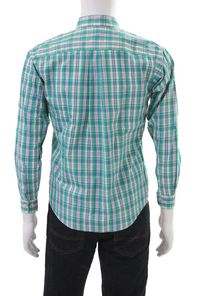 Brooks Brothers Red Fleece Boys Plaid Collared Button-Down Shirt Green Size L