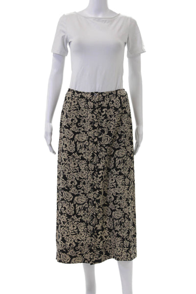 Brooks Brothers Women Black Floral A-Line Maxi Skirt 100% Polyester Size 10