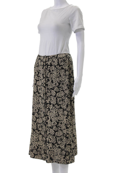 Brooks Brothers Women Black Floral A-Line Maxi Skirt 100% Polyester Size 10