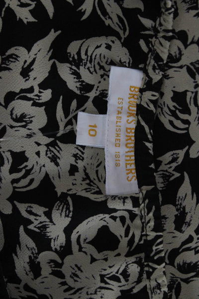 Brooks Brothers Women Black Floral A-Line Maxi Skirt 100% Polyester Size 10