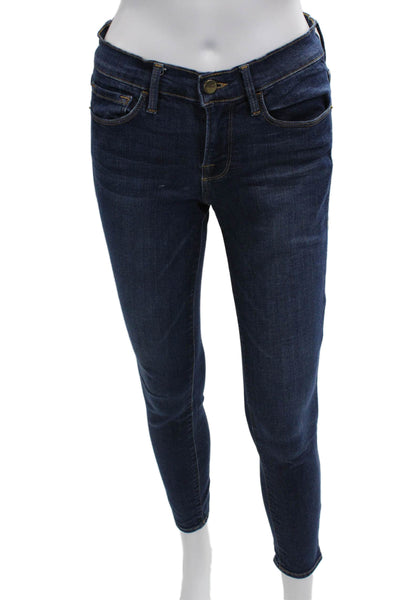 Frame Denim Womens Skinny Ankle Jeans Dark Blue Low Rise Size 26