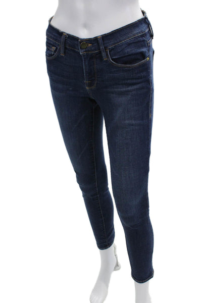 Frame Denim Womens Skinny Ankle Jeans Dark Blue Low Rise Size 26