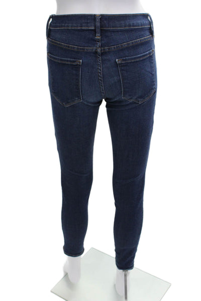 Frame Denim Womens Skinny Ankle Jeans Dark Blue Low Rise Size 26
