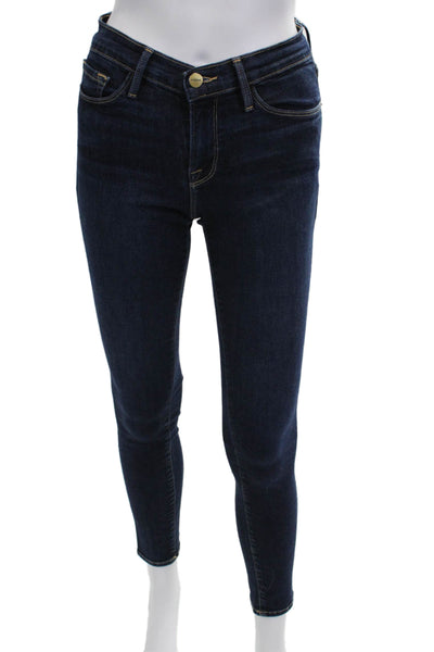 Frame Denim Womens Ankle Skinny Jeans Dark Blue Low Rise Size 26
