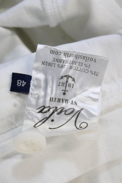 Voila Saint Barth Mens Chino Pants White Button Size 48