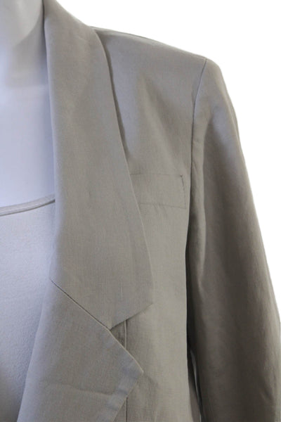 Club Monaco Women Beige Cotton-Linen Blazer Long Sleeve Button Size 0