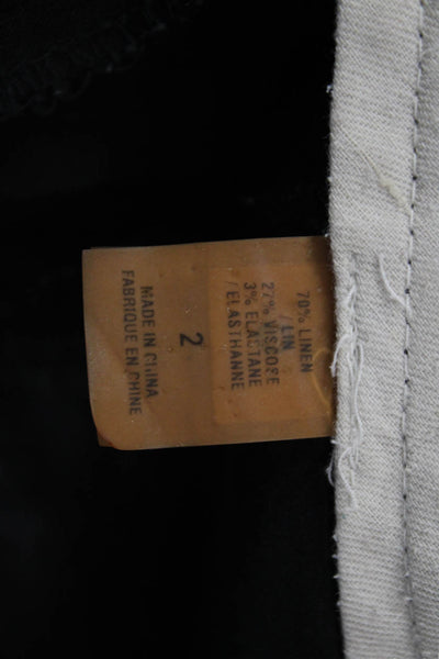 Elie Tahari Women Dress Pants Black Linen Blend Hook & Eye Size 2