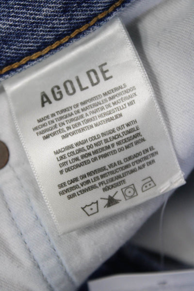 Agolde Women Boyfriend Cropped Blue Jeans High Rise Size 26