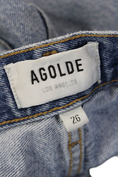 Agolde Women Boyfriend Cropped Blue Jeans High Rise Size 26