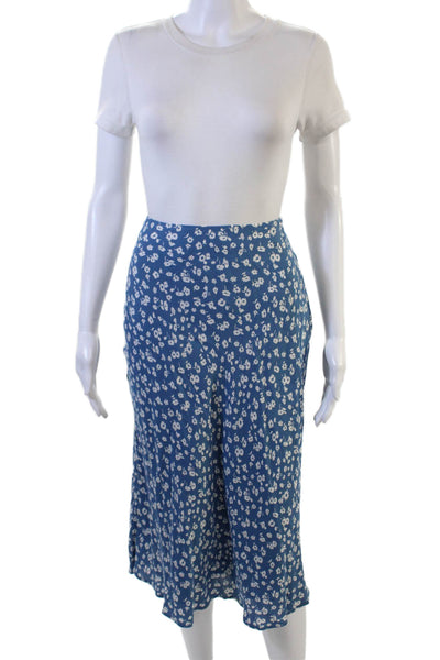 Rails Womens A-Line Floral Rayon Skirt Knee-Length Blue Size S Petite