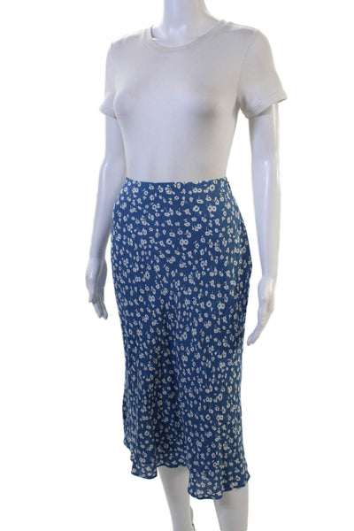 Rails Womens A-Line Floral Rayon Skirt Knee-Length Blue Size S Petite