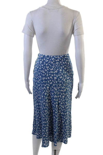 Rails Womens A-Line Floral Rayon Skirt Knee-Length Blue Size S Petite