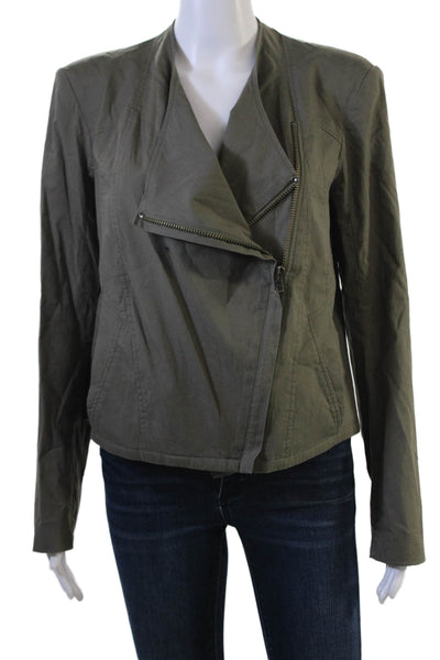 Helmut Women Biker Motorcycle Jacket Green Cotton Blend Long Sleeve Size L