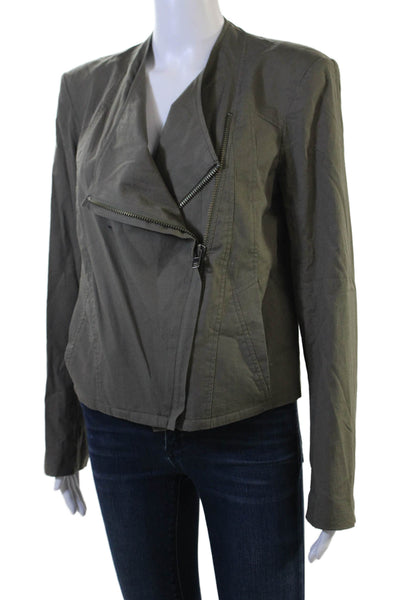 Helmut Women Biker Motorcycle Jacket Green Cotton Blend Long Sleeve Size L