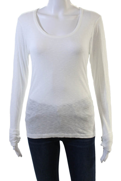 Michael Stars Women Basic Jersey T-Shirt White Long Sleeve Size One Size