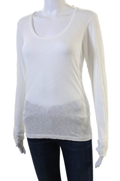 Michael Stars Women Basic Jersey T-Shirt White Long Sleeve Size One Size