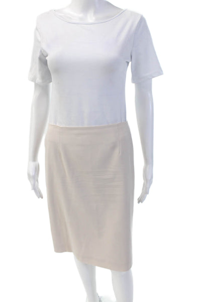 Theory Women Straight & Pencil Skirt Beige Knee Length Size 4