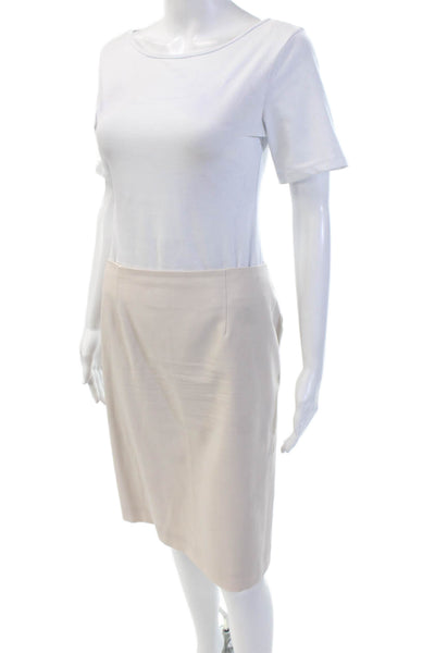 Theory Women Straight & Pencil Skirt Beige Knee Length Size 4