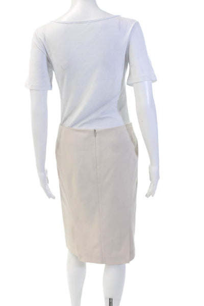 Theory Women Straight & Pencil Skirt Beige Knee Length Size 4