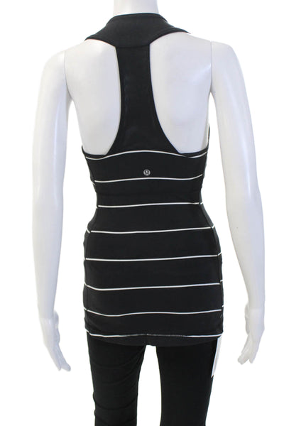 Lululemon Womens Black Striped Camisole Round Neck Sleeveless Size 2