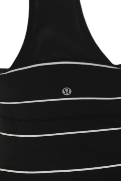 Lululemon Womens Black Striped Camisole Round Neck Sleeveless Size 2
