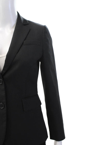 J Crew Women Black Wool Blazer Button Collared Long Sleeve Size 0P