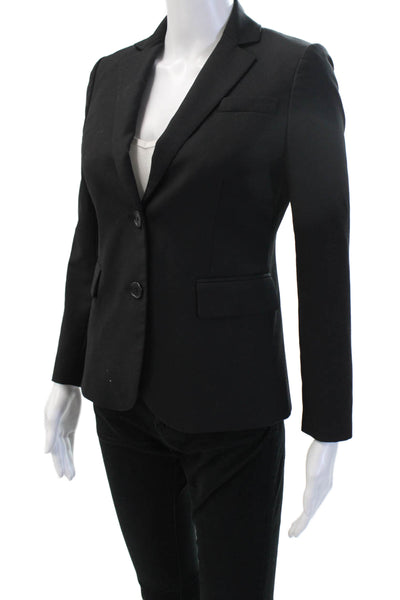 J Crew Women Black Wool Blazer Button Collared Long Sleeve Size 0P