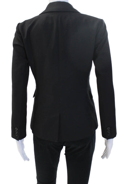 J Crew Women Black Wool Blazer Button Collared Long Sleeve Size 0P