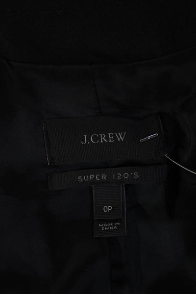 J Crew Women Black Wool Blazer Button Collared Long Sleeve Size 0P