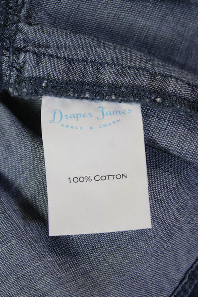 Draper James Women Shift Shirt Dress Dark Blue Cotton Short Sleeve Zip Size 2
